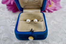 Load image into Gallery viewer, 14K Yellow Gold White Pearl Stud Pushback Earrings