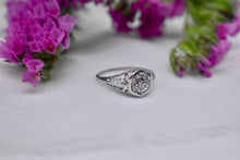 Load image into Gallery viewer, Vintage 14K White Gold Art Deco Hexagon Old European Cut Diamond Engagement Ring