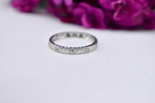 Load image into Gallery viewer, Vintage Art Deco 18K White Gold Eternity Old Mine Cut Diamond Floral Wedding Band