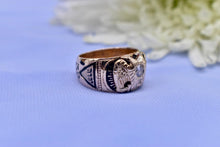 Load image into Gallery viewer, Rare Vintage 14K Yellow Gold 32nd Scottish Rite Masonic Eagle Cross Diamond Ring