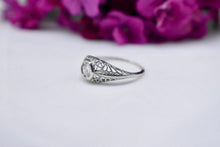 Load image into Gallery viewer, Vintage 18K White Gold Art Deco Hexagon Diamond Engagement Ring