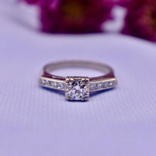 Load image into Gallery viewer, Art Deco Platinum Old European Cut Diamond Accented Engagement Ring