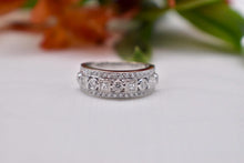 Load image into Gallery viewer, Vintage 14K White Gold Unique Princess Cut and Round Diamond Three Row Ring