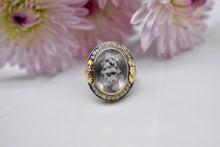 Load image into Gallery viewer, Vintage 14K White Gold Art Nouveau Rose Quartz & Seed Pearl Ring