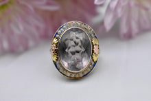 Load image into Gallery viewer, Vintage 14K White Gold Art Nouveau Rose Quartz & Seed Pearl Ring