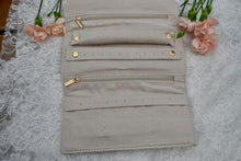 Load image into Gallery viewer, Champagne Leatherette Jewelry Travel Button Snap Pouch/Clutch