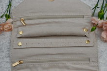 Load image into Gallery viewer, Champagne Leatherette Jewelry Travel Button Snap Pouch/Clutch