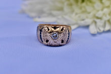 Load image into Gallery viewer, Rare Vintage 14K Yellow Gold 32nd Scottish Rite Masonic Eagle Cross Diamond Ring