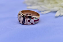Load image into Gallery viewer, Rare Vintage 14K Yellow Gold 32nd Scottish Rite Masonic Eagle Cross Diamond Ring