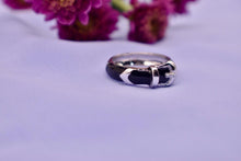 Load image into Gallery viewer, Hidalgo 18k White Gold Belt Buckle Black Enamel Ring