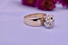 Load image into Gallery viewer, Vintage 10K Yellow & White Gold Wide Band Flower Cluster Diamond Ring