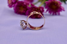 Load image into Gallery viewer, Vintage 10K Yellow & White Gold Wide Band Flower Cluster Diamond Ring