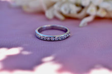 Load image into Gallery viewer, Vintage 14K White Gold Diamond Channel Set Wedding Band