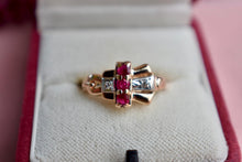Load image into Gallery viewer, Antique Art Nouveau 14K Rose Gold Ruby and Diamond Ring