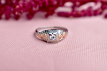 Load image into Gallery viewer, Vintage 18K White & Rose Gold Art Deco Filigree Diamond Engagement Ring