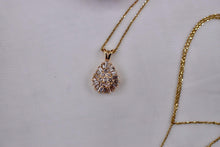 Load image into Gallery viewer, 14K Yellow Gold Vintage Tear Drop Shape Ballerina Halo Statement Diamond Necklace