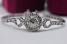 Load image into Gallery viewer, Antique Art Deco 14K White Gold Diamond 17 Jewels Benedict Movement Wrist Watch