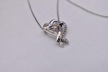 Load image into Gallery viewer, 14K White Gold Vintage Diamond Double Heart Necklace