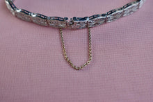 Load image into Gallery viewer, Vintage Art Deco 14 Karat Emerald & Diamond Filigree Bracelet