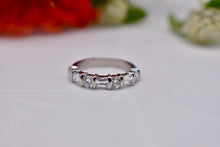 Load image into Gallery viewer, Platinum Unique 1.50cts Round & Emerald Cut Bar Channel Diamond Band