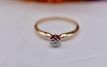 Load image into Gallery viewer, Vintage 14K Yellow Gold Solitaire 0.22cts Diamond Engagement Ring