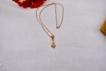 Load image into Gallery viewer, 14K Yellow Gold Victorian Revival Two Stone Diamond Lavalier Floral Necklace