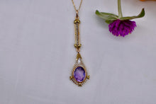 Load image into Gallery viewer, 10K&14K Yellow Gold Victorian Seed Pearl and Amethyst Lavalier Pendant