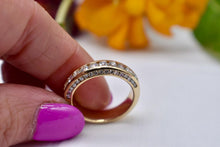 Load image into Gallery viewer, Vintage 14K Yellow Gold Unique Three Row Channel Set Round Diamond Band