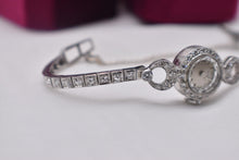 Load image into Gallery viewer, Antique Art Deco 14K White Gold Diamond 17 Jewels Benedict Movement Wrist Watch