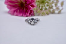 Load image into Gallery viewer, 14K White Gold Double Halo Twist Diamond Ring