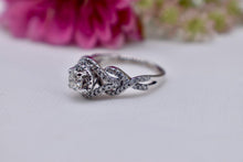 Load image into Gallery viewer, 14K White Gold Double Halo Twist Diamond Ring