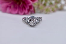 Load image into Gallery viewer, 14K White Gold Double Halo Twist Diamond Ring