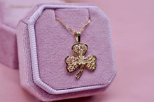 Load image into Gallery viewer, Vintage 14K Yellow Gold Enamel Shamrock/Clover Charm Necklace