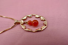 Load image into Gallery viewer, Vintage 14K Yellow Gold Carnelian Midcentury Floral Necklace