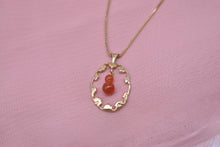 Load image into Gallery viewer, Vintage 14K Yellow Gold Carnelian Midcentury Floral Necklace