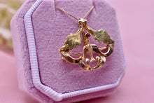 Load image into Gallery viewer, Art Nouveau 14K Yellow Gold Dove Garnet & Enamel Brooch or Necklace