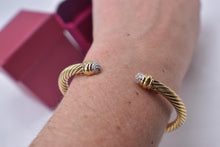 Load image into Gallery viewer, Vintage 18K Yellow & White Gold David Yurman Bangle Diamond Cable Bracelet