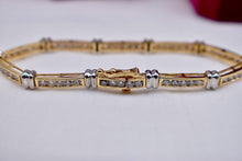 Load image into Gallery viewer, 14K Yellow & White Gold Vintage 2.50cts Diamond Channel Set Bracelet