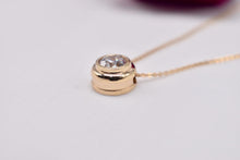 Load image into Gallery viewer, Vintage Mid Century 14K Yellow Gold Solitaire 1.50cts Natural Diamond Bezel Slide Necklace
