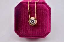 Load image into Gallery viewer, Vintage Mid Century 14K Yellow Gold Solitaire 1.50cts Natural Diamond Bezel Slide Necklace