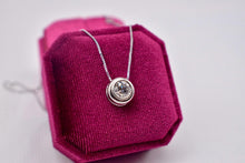 Load image into Gallery viewer, Vintage Mid Century 14K White Gold Solitaire 0.85cts Natural Diamond Bezel Slide Necklace