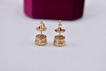 Load image into Gallery viewer, Vintage 14K Yellow Gold Diamond Halo Cluster 1.00cts Stud Earrings