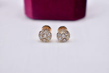 Load image into Gallery viewer, Vintage 14K Yellow Gold Diamond Halo Cluster 1.00cts Stud Earrings