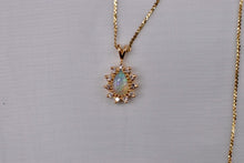 Load image into Gallery viewer, Vintage 14K Yellow Gold Teardrop Opal Halo Necklace