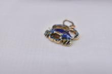 Load image into Gallery viewer, Vintage 14K Yellow Gold Blue Enamel Crab Charm