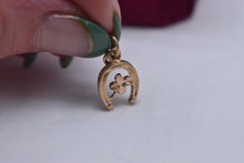Load image into Gallery viewer, Vintage 14K Yellow Gold Horseshoe Clover Luck Charm