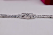 Load image into Gallery viewer, Vintage Art Deco 10K White Gold Diamond Filigree Bracelet