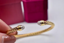 Load image into Gallery viewer, Vintage 18K Yellow & White Gold David Yurman Bangle Diamond Cable Bracelet