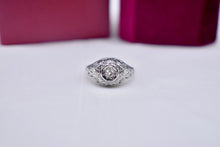 Load image into Gallery viewer, Vintage 18K White Gold 0.15cts Art Deco Old Mine Cut Diamond Engagement Ring