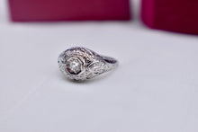 Load image into Gallery viewer, Vintage 18K White Gold 0.15cts Art Deco Old Mine Cut Diamond Engagement Ring
